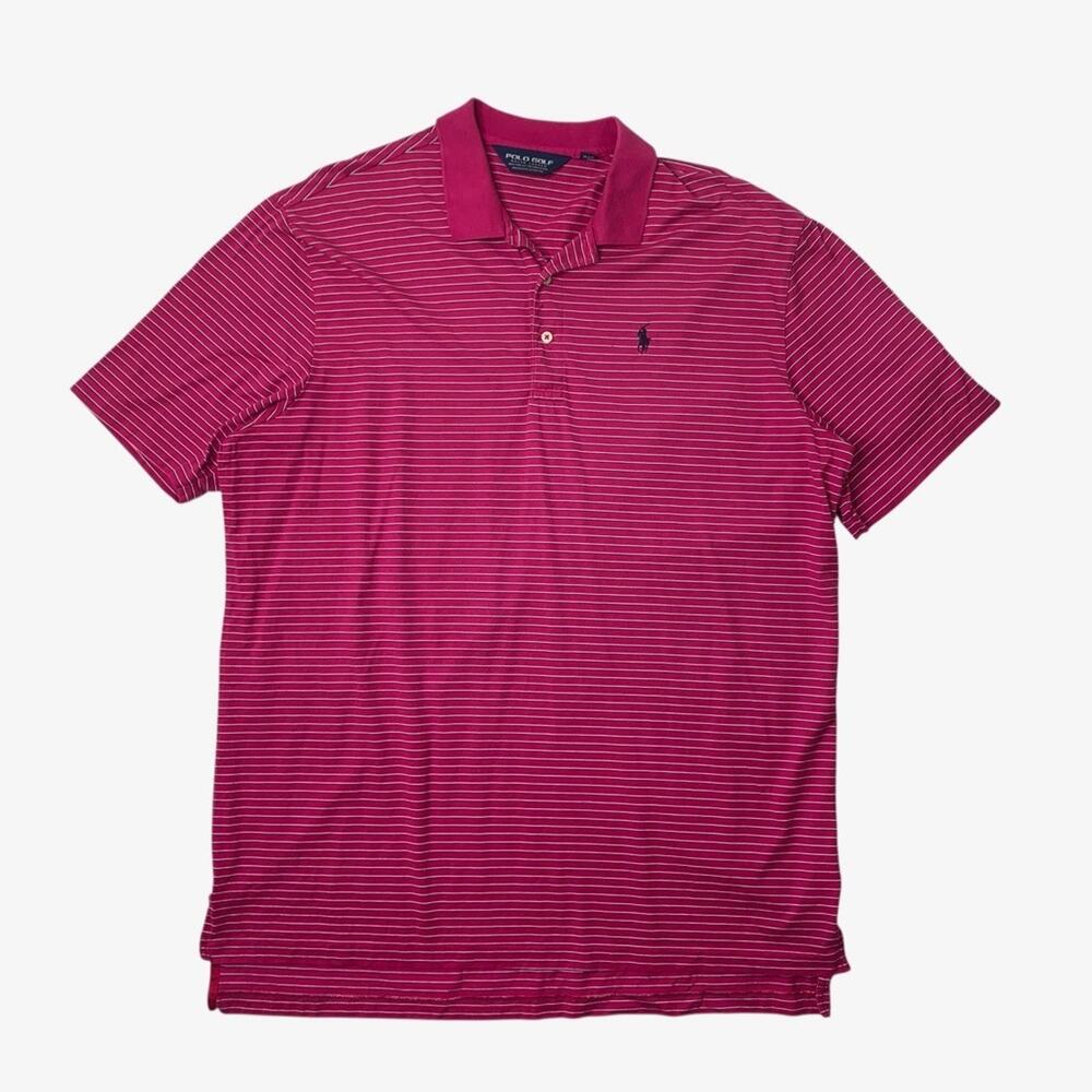 Polo Golf Ralph Lauren Polo Shirt Mens XL Fuchsia Striped Detroit Golf Club LOGO